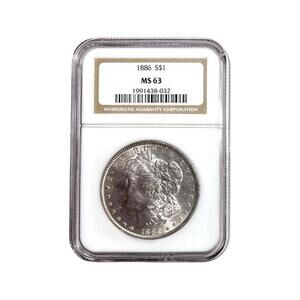 Certified  1886 Morgan Silver Dollar NGC MS63 beautiful shining Exact Coin